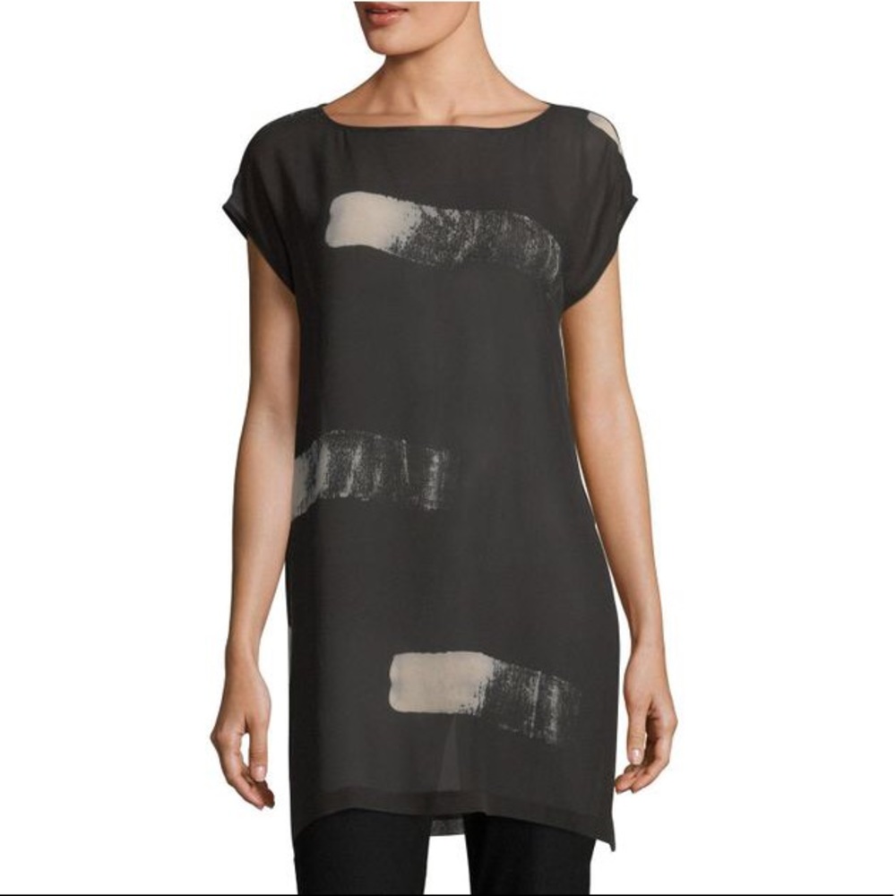 Eileen Fisher Black Sheer Silk Tunic